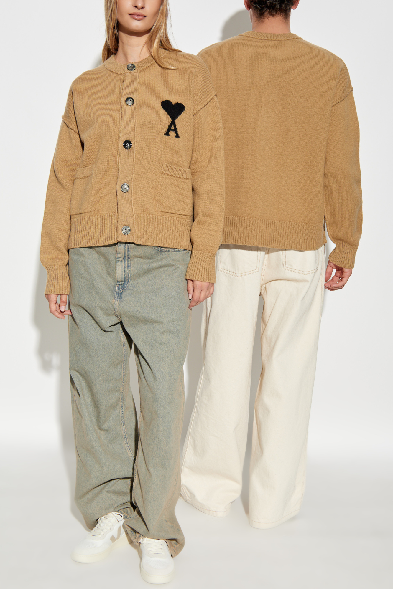 【送料&関税込】Ami Alexandre Mattiussi Ami Sweaters Beige Beige Ami de Cœur Sweater by AMI Paris on Sale